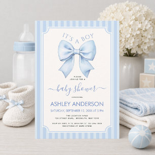Es ist eine Baby-Party "Boy Blue Bow and Stripes" Einladung