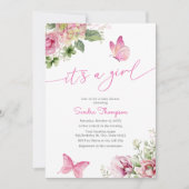 Es ist eine Baby-Schmetterling-Blumendusche Einladung (Vorderseite)