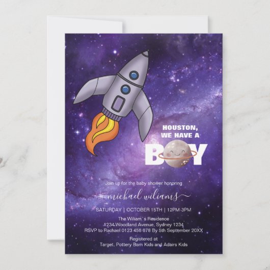Es ist eine Baby Space Rakete Baby Dusche Einladun Einladung (Vorderseite)