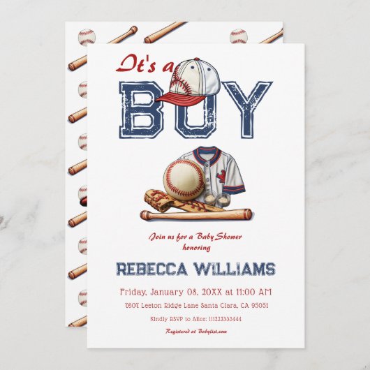 Es ist eine Baby Sport Baseball Themed Baby Dusche Einladung (Vorne/Hinten)