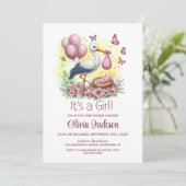 Es ist eine Baby Stork Baby Dusche Einladung (Stehend Vorderseite)