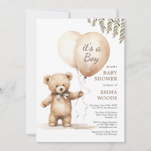 Es ist eine Baby-Teddy-Bären-Balloons-Babydusche Einladung