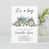 Es ist eine Baby-Traktor-Dusche Einladung (Stehend Vorderseite)