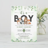 Es ist eine Babydusche aus Boy Forest Woodland Ani Einladung (Stehend Vorderseite)
