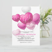 Es ist eine Babydusche des Girl Heart Balloon Einladung (Stehend Vorderseite)