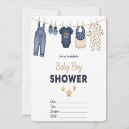 Es ist eine Babyparty-Einladung für einen Jungen Einladung