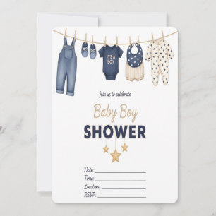 Es ist eine Babyparty-Einladung für einen Jungen Einladung
