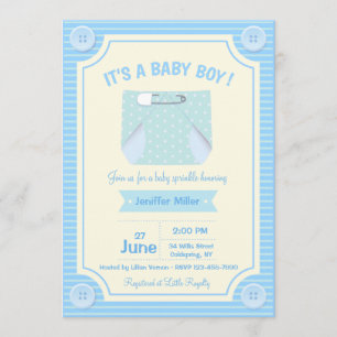 Es ist eine Babyshower-Einladung für einen Jungen Einladung
