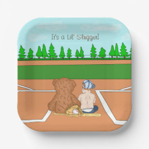 Es ist eine Baseball-Baby-Dusche für den Lilenschl Pappteller
