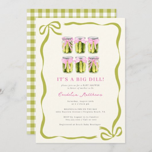 Es ist eine Big Dill Pickle Coquette Bow Baby Dusc Einladung (Vorne/Hinten)