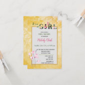 Es ist eine Blumen-Alphabet-Babydusche Karte (Vorderseite/Rückseite Beispiel)