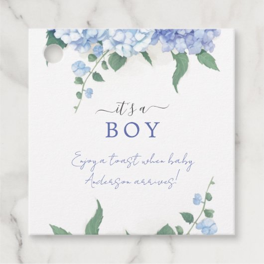 Es ist eine botanische Baby-Dusche mit Boy Blue Hy Geschenkanhänger (Vorderseite)
