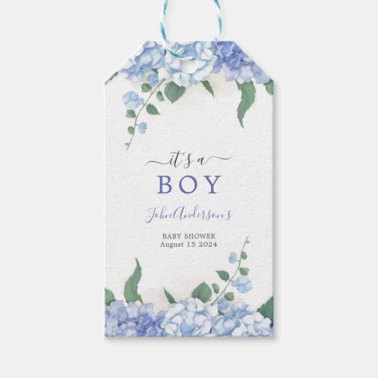 Es ist eine botanische Baby-Dusche mit Boy Blue Hy Geschenkanhänger (Vorderseite)