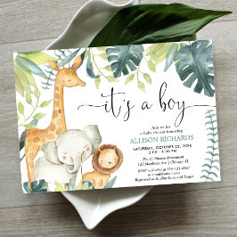 Es ist eine Boy Aquarell Safari Tiere Babydusche Einladung