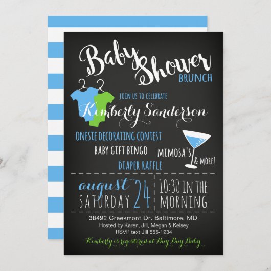 Es ist eine Boy Baby Shower Brunch Party Einladung (Vorne/Hinten)