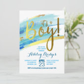Es ist eine Boy Baby Shower Einladung (Stehend Vorderseite)