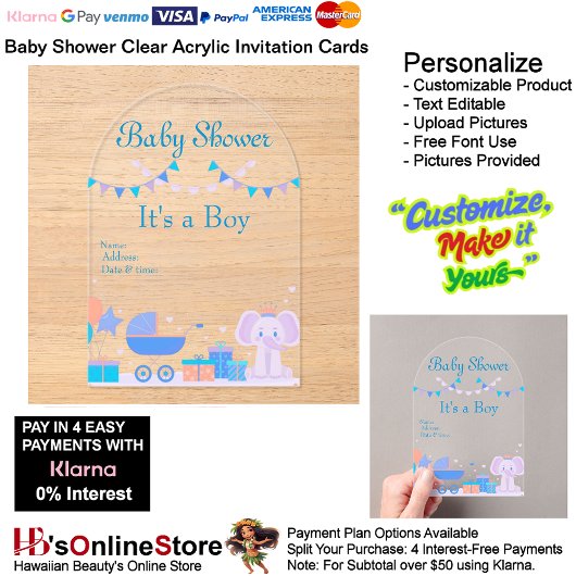 Es ist eine Boy Baby Shower Invitation Card 18 Acryleinladungen