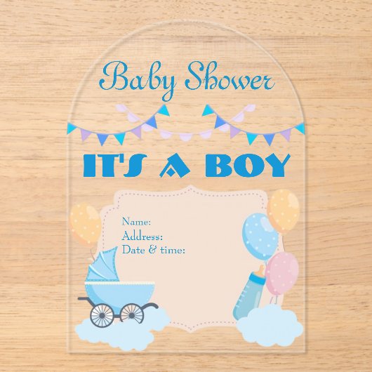 Es ist eine Boy Baby Shower Invitation Card 19 Acryleinladungen (Vorderseite)