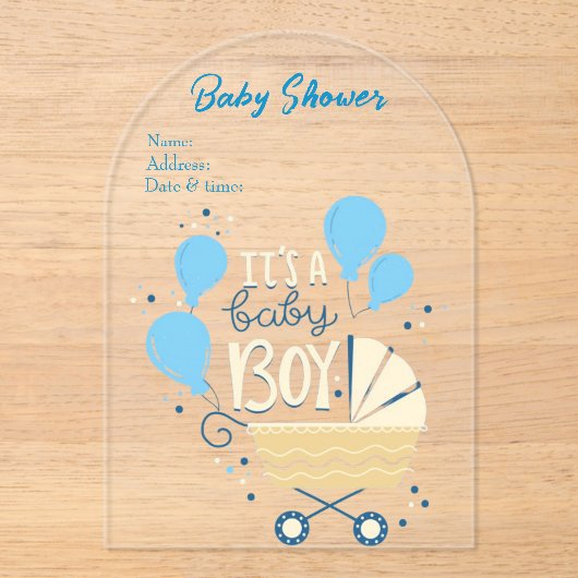 Es ist eine Boy Baby Shower Invitation Card 21 Acryleinladungen (Vorderseite)
