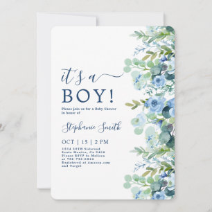 Es ist eine Boy Blue Floral Baby Dusche Einladung