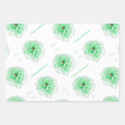 Es ist eine Boy Blue Green Yellow Flowers Geschenkpapier Set (Vorderseite 2)