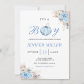 Es ist eine Boy Blue Pumpkin Baby Dusche Einladung (Vorderseite)