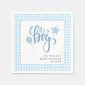 Es ist eine Boy Blue Simple Script Baby Dusche Serviette (Vorderseite)