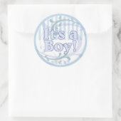 Es ist eine Boy Blue Striping Geburtserklärung Runder Aufkleber (Tasche)