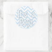 Es ist eine Boy Blue Zigzag Ankündigung Runder Aufkleber (Tasche)