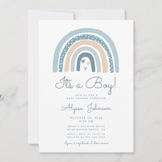 Es ist eine Boy Boho Rainbow Baby Shower Einladung (Vorderseite)
