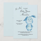 Es ist eine Boy Bunny Watercolor Babydusche Einladung (Vorne/Hinten)