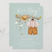 Es ist eine Boy Floral Baby Shower Einladung (Vorne/Hinten)