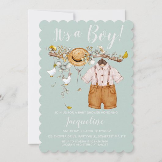 Es ist eine Boy Floral Baby Shower Einladung (Vorderseite)