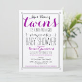 Es ist eine Boy & Girl Twin Baby Shower Einladung (Stehend Vorderseite)