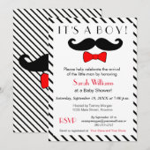 Es ist eine Boy Mustache und Red Bowtie Baby Dusch Einladung (Vorne/Hinten)