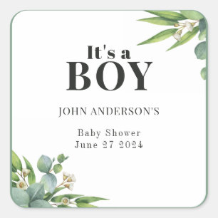 Es ist eine Boy Palms Blätter Blumengrün Baby Dusc Quadratischer Aufkleber