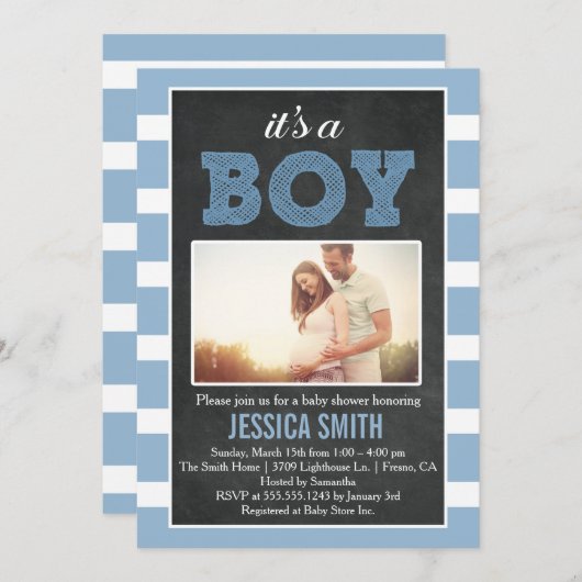 Es ist eine Boy Picture Baby Shower Einladung (Vorne/Hinten)