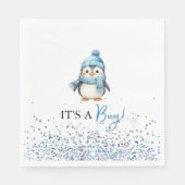 Es ist eine Boy Pinguin Winter Baby Dusche Serviette (Vorderseite)