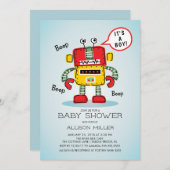 Es ist eine Boy Robot Baby Shower Einladung (Vorne/Hinten)
