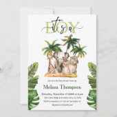 Es ist eine Boy Safari Wild Animal Tropical Baby D Einladung (Vorderseite)