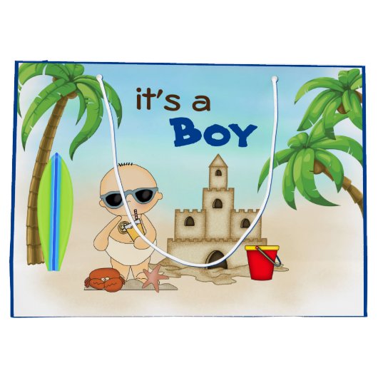 Es ist eine Boy Sandcastle Surfboard Beach Baby Du Große Geschenktüte (Rückseite)