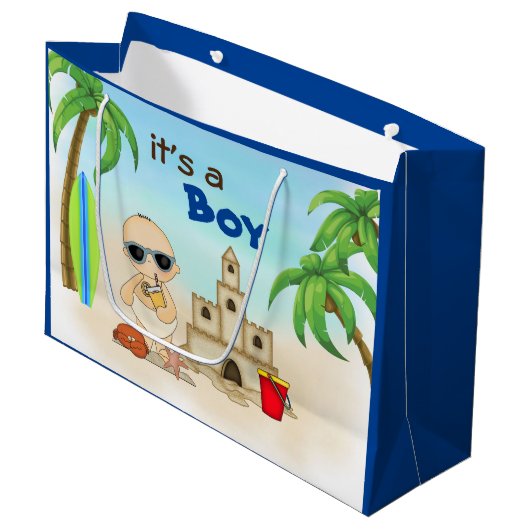 Es ist eine Boy Sandcastle Surfboard Beach Baby Du Große Geschenktüte (Vorderseite Schrägansicht)
