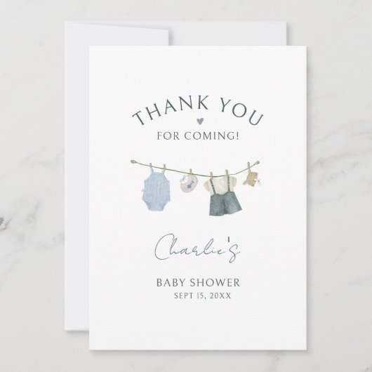 Es ist eine Boy Simple Clothes Baby Dusche Danke (Vorderseite)