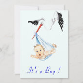 Es ist eine Boy Stork Baby QR Code Dusche Einladun (Rückseite)
