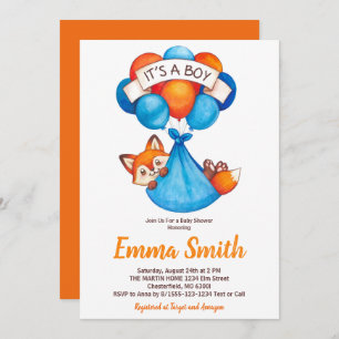 Es ist eine Boy Watercolor Fox Baby Shower Einladu Einladung