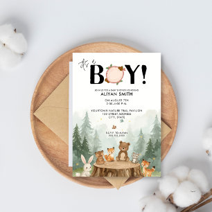 Es ist eine Boy Watercolor Woodland Animal Baby Du Einladung