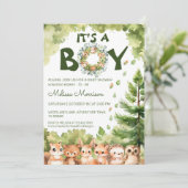 Es ist eine Boy Woodland Baby Boy Dusche Einladung (Stehend Vorderseite)