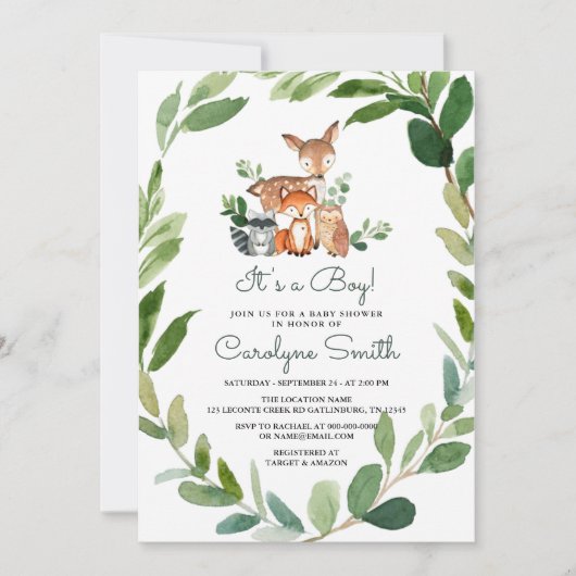 Es ist eine Boy Woodland Baby Shower Einladung (Vorderseite)