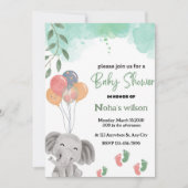 Es ist eine bunte Ballon Graue Elefantenbabydusche Einladung (Vorderseite)