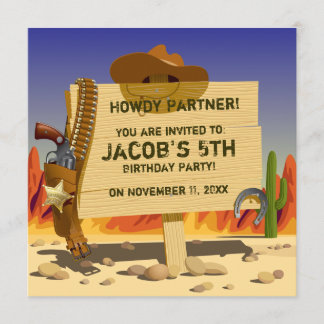 Es ist eine Cowboy-Geburtstagsparty! Einladung